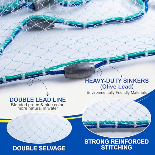 Goture 3/8" Mesh American Fishing Cast Net for Bait Fish Shrimp Trap