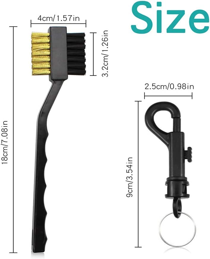 Dual-Sided Golf Club Brush and Groove Cleaner with Brass and Nylon Bristles