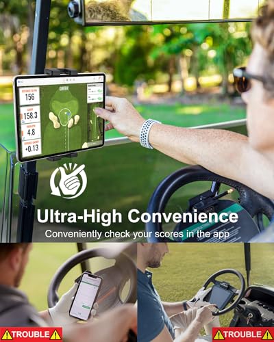Golf Cart Tablet Holder with Square Clamp for Front Roof Strut | Anti-Vibration Phone Mount