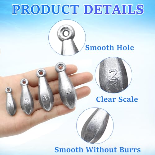 1oz Fishing Bullet Sinkers - 10pcs Durable Fishing Weights