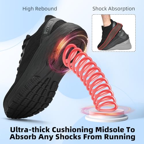 Slow Man Wide Toe Box Running Shoes for Men - All Black 8 Wide Cushioned Non Slip Sneakers