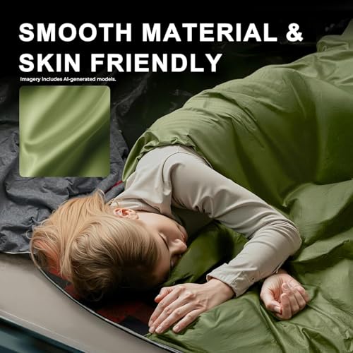 TANSTRIDER Green Ultralight Waterproof Sleeping Bag - Compact for Camping & Hiking