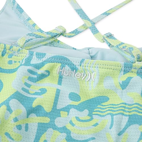 Girls' 1-Piece Cut Out Swim Suit - Turquoise Waves