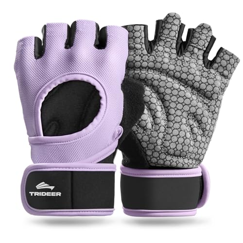 Weight Lifting Gloves with Wrist Support & Silicone Grip - Purple, Medium
