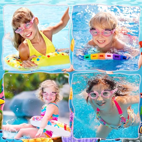 Konohan Kids Girls Swim Goggles with Eyelash Design - Fun Water Sports Goggle