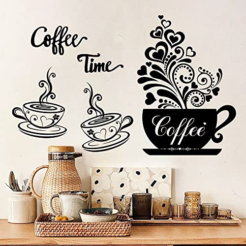 Coffee Wall Decals - Vinyl Stickers with Coffee Cup & Sayings