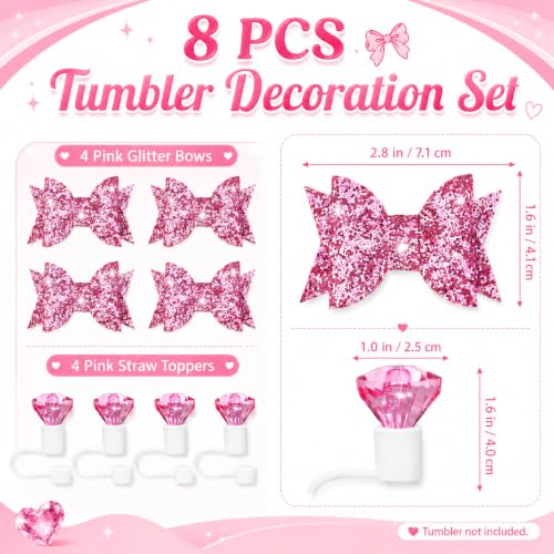 Stanley Cup Accessories Set - 7Pcs Pink Charm & Straw Kit