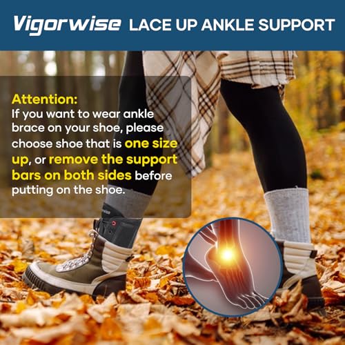 Vigorwise Large Black Lace-Up Ankle Brace Support for Men & Women