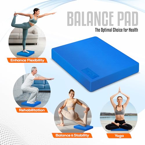 Exercise Balance Pad - Non-Slip Foam Kneeling Pad, Blue - Large (15.5" x 13" x 2")