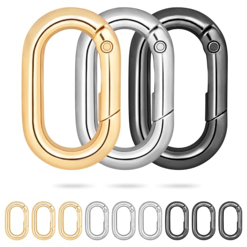 1 Inch Oval Keyring Clips - 12 Pack Assorted Colors