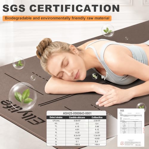 Ellylife Brown Non Slip Yoga Mat with Alignment Lines - Eco-Friendly Rubber