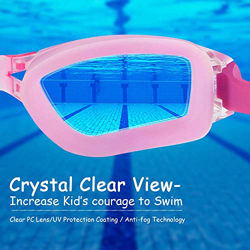COOLOO Kids Swim Goggles, 2 Packs Swimming Goggles for Child Age 4-16
