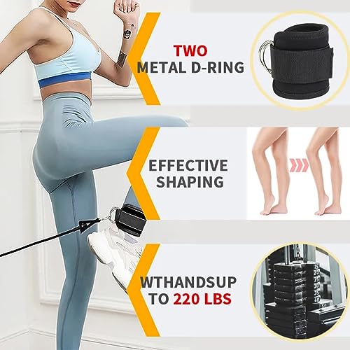 Adjustable Ankle Straps for Cable Machines - Black Pair