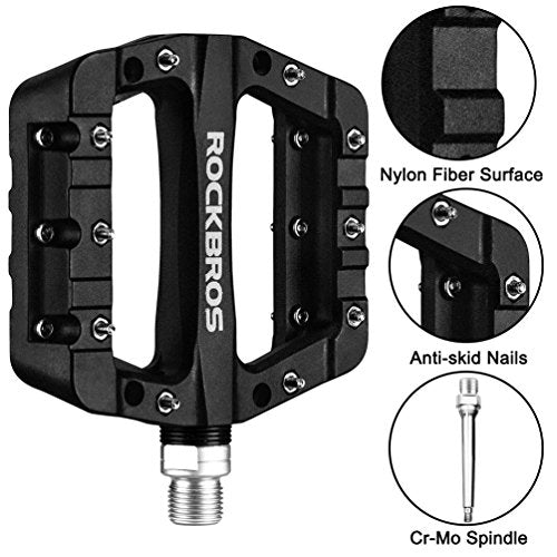 Lightweight Nylon Fiber Bike Pedals - Black - Durable Platform for MTB & BMX