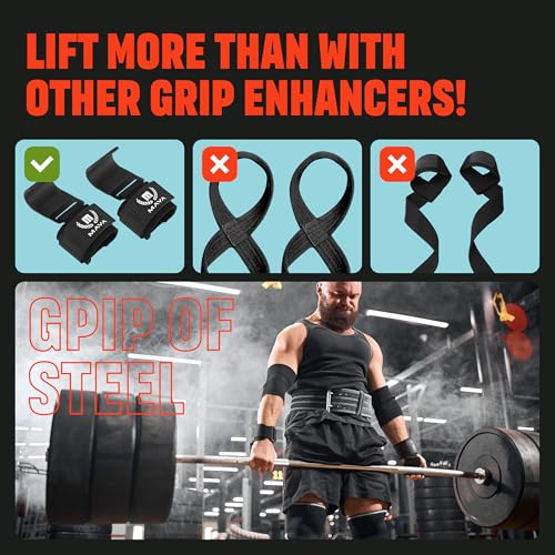 Heavy Duty Weightlifting Hooks with Wrist Straps for Powerlifting and Gym