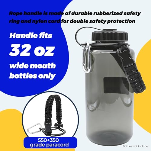 Cap Strap for 32 oz Wide Mouth Bottles - Durable Nocturnal Black