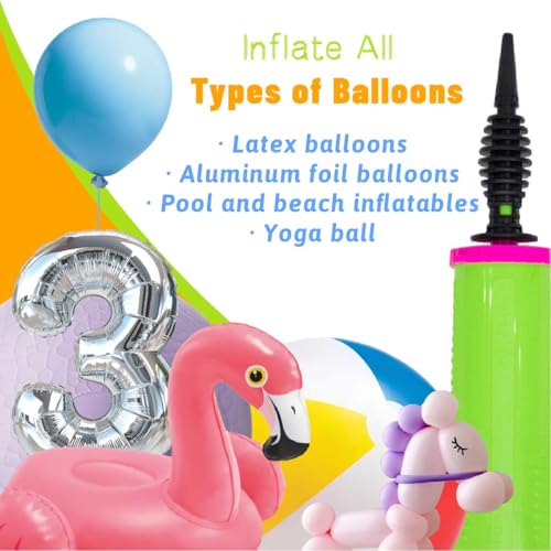 Portable Handheld Balloon Pump - Two-Way Dual Action, Green