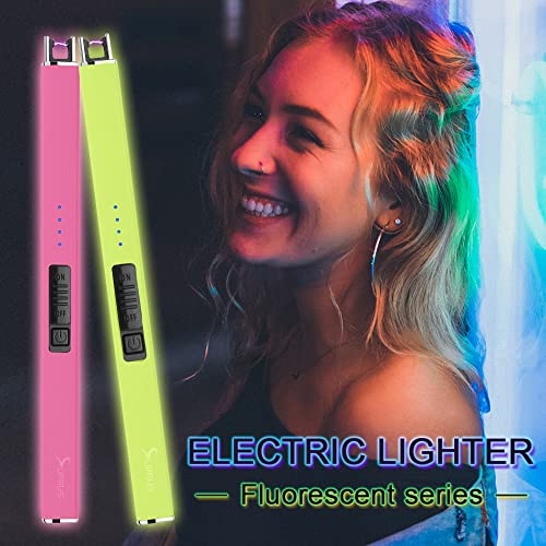 Rechargeable Electric Lighter - Glows in The Dark, Windproof, Safety Lock - Orange