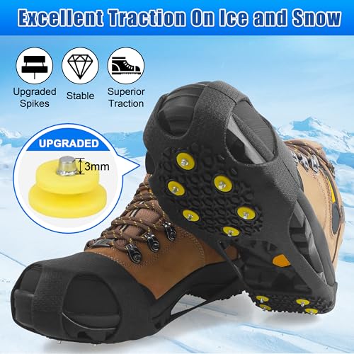 Ice Snow Cleats - Anti-Slip Rubber Crampons for Shoes & Boots - Large (7-9.5 Men/8.5-11 Women)