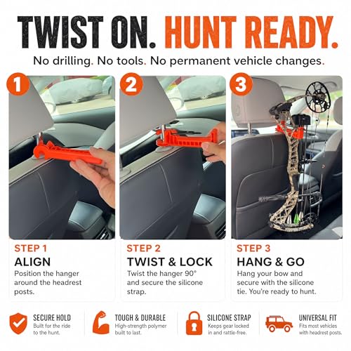 Heavy-Duty Bow Hanger for Truck - 2 Pack Headrest Mount
