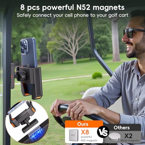 Magnetic Golf Cart Phone Holder - Universal 4.5-7" Smartphone Mount