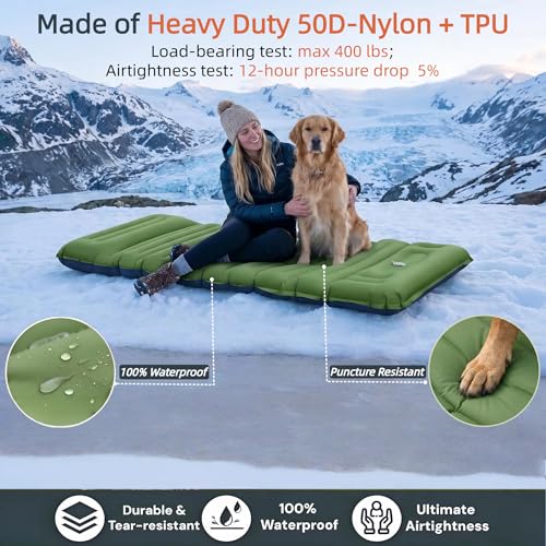 4" Thick Camping Sleeping Pad, R4.0 Compact Air Mattress for Tent