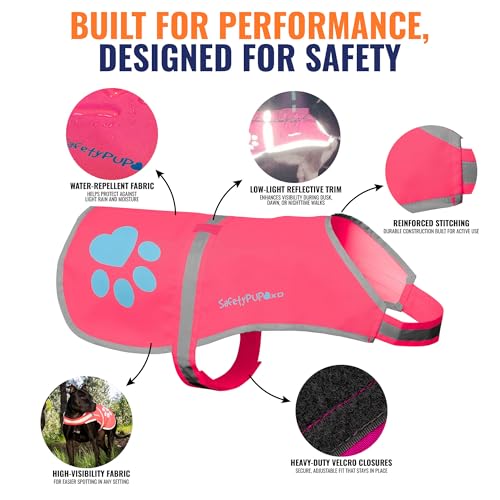 Reflective Dog Vest - Hi-Visibility Medium Safety Gear - Pink