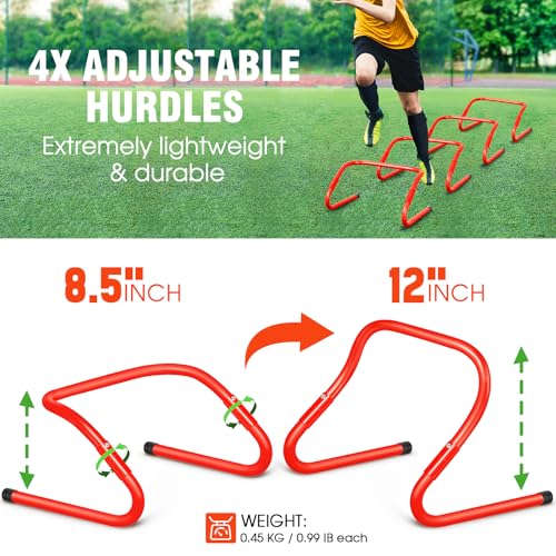 20ft Agility Ladder Training Set with Hurdles, Cones & Parachute