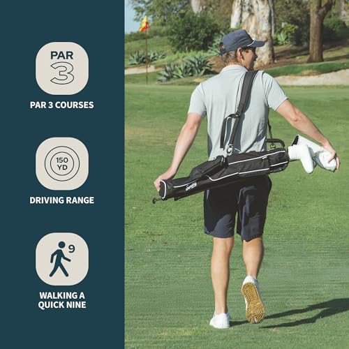 Lightweight Sunday Golf Bag with Stand - Black