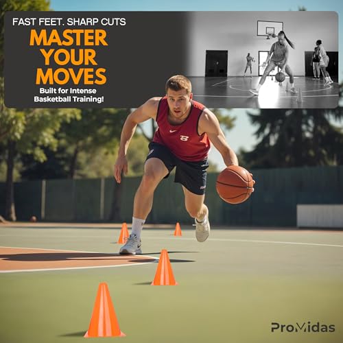 7 Inch Soccer Training Cones - 15 Pack Orange with Mesh Bag