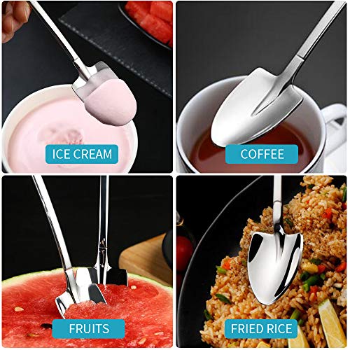 Cute Mini Shovel Spoon Set - 2pc Stainless Steel Dessert Spoons