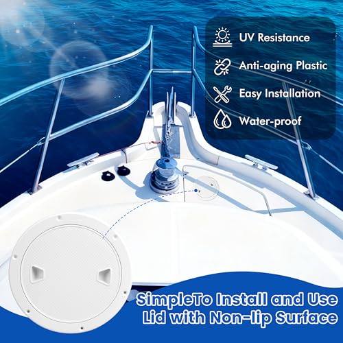 6-Inch Round Boat Deck Plate Inspection Hatch - White