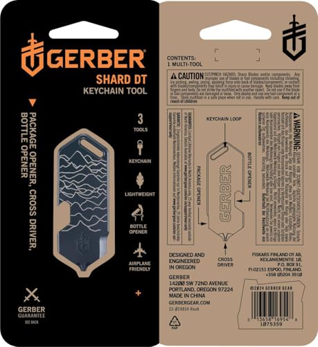 Gerber Urban Blue 3-in-1 Keychain Multi-Tool with Bottle Opener, Package & Cross Driver