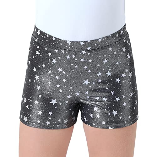 Gymnastics Shorts for Girls - Glitter Sparkle Tumbling Bottoms - Starry Black