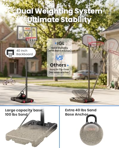 Adjustable Portable Basketball Hoop 5.6-10FT - Matte Grey