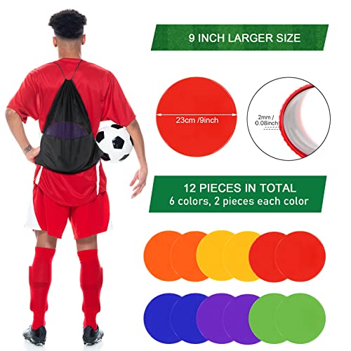 9-Inch Rubber Spot Markers - Non-Slip Agility Dots - 12Pcs