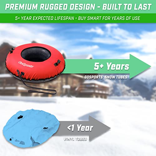 44 Inch Heavy-Duty Snow Tube with Canvas Cover - Red