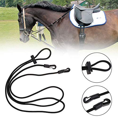 Saycker 3m Elastic Horse Neck Stretcher Reins Adjustable Training Rope Black