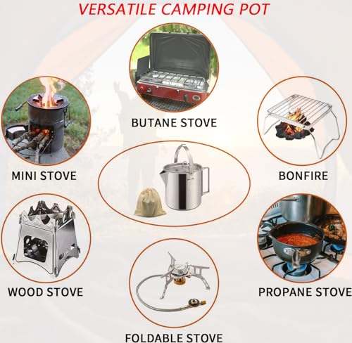 Camping Kettle 1.2L Portable Stainless Steel Coffee Pot