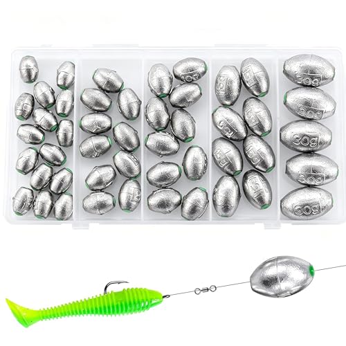 48pcs Egg Sinkers Kit Fishing Weights for Bottom Fishing - TKHDBF