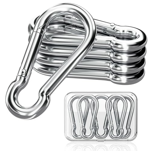 Heavy Duty 2-Inch Stainless Steel Carabiner Clips - Set of 5