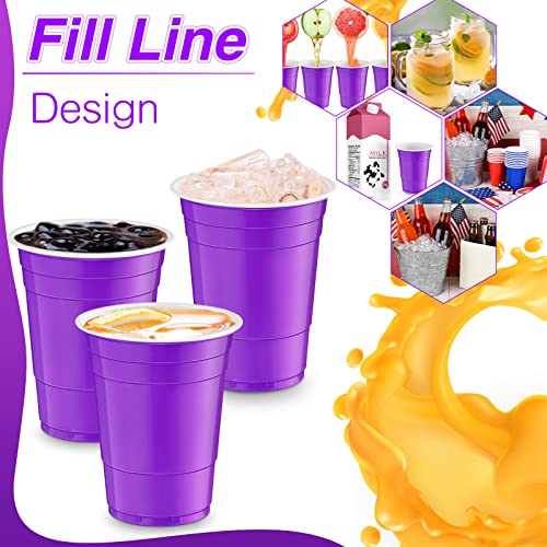 Lounsweer 100 Pack Purple 16 oz Plastic Party Cups - Disposable Drinkware