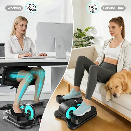 Electric Under Desk Elliptical Machine - Motorized Pedal Exerciser, 12 Speeds, Whisper Quiet - Black