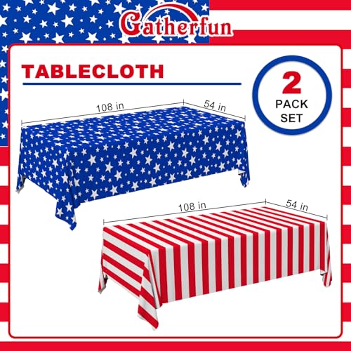 4th of July Tablecloth Set - American Flag Patriotic Design, 2PCS