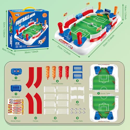 Mini Foosball Table - Indoor Soccer Game with Dual Flipper Controls & 3cm Fences