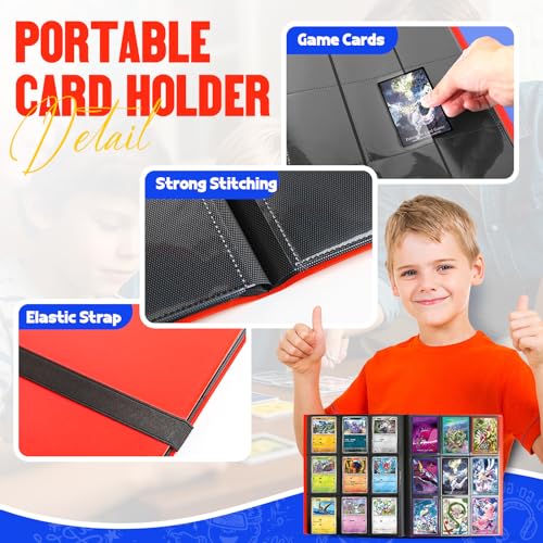 Trading Card Binder - 9-Pocket Album for 360 Cards, Red