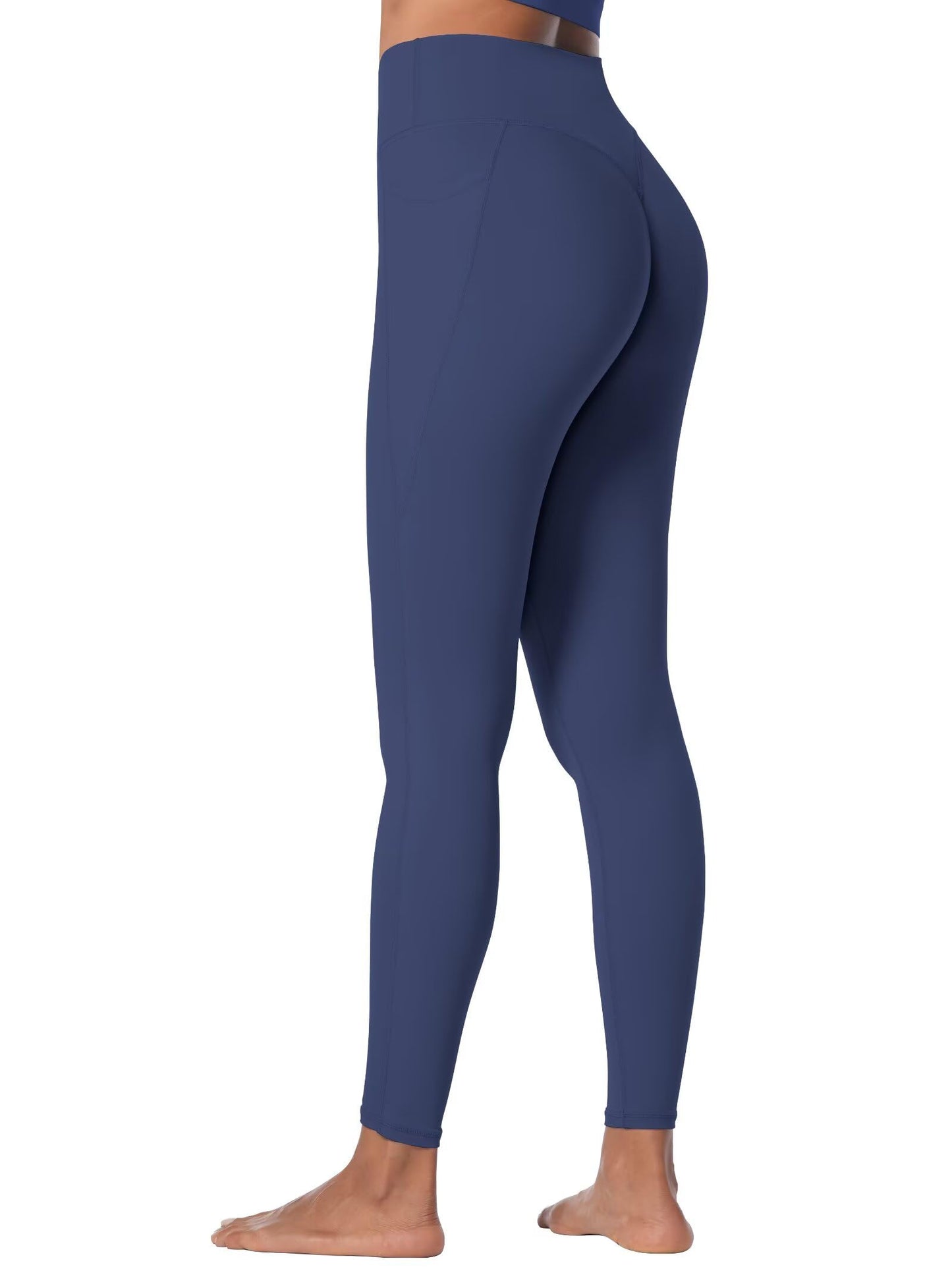 Sunzel Sunzfly High Waist Yoga Pants with Pockets, Workout Leggings for Women Tummy Control, No Front Seam Yoga Leggings 26" Black Medium