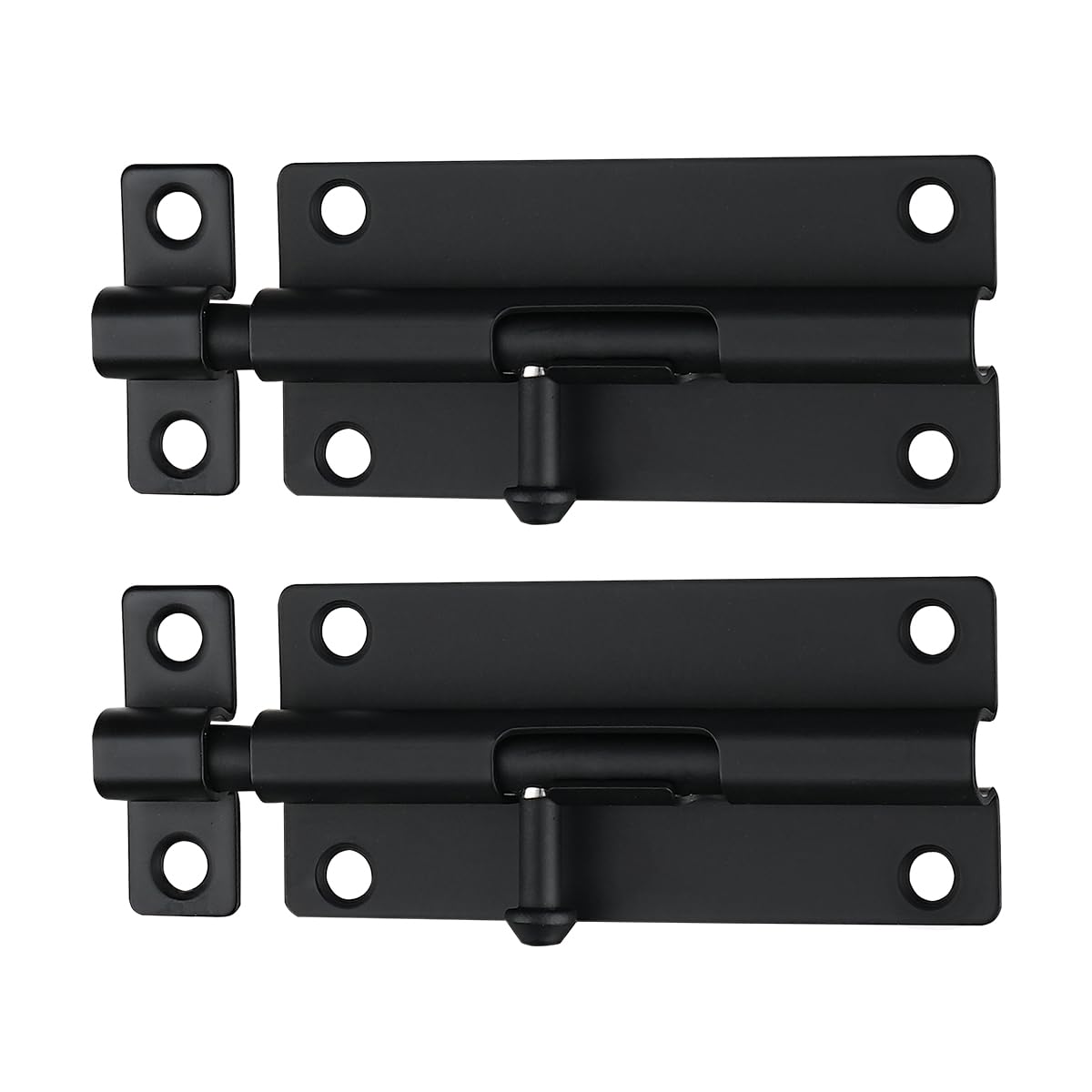 JQK 4 Inch Barrel Bolt Latch, 304 Stainless Steel Slide Bolt Latch, Thicken 1.7mm Plate Door Lock, Black 2 Pack, HBB140-PB-P2