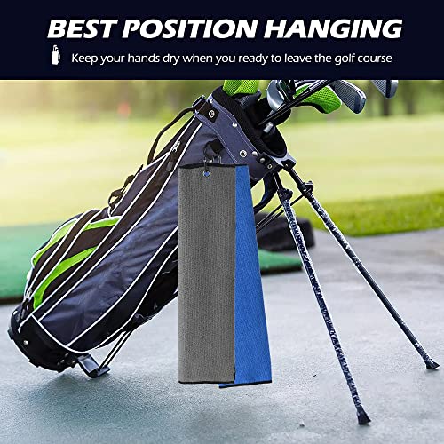 Tri-Fold Golf Towel - 2-in-1 Club & Ball Cleaner, Black
