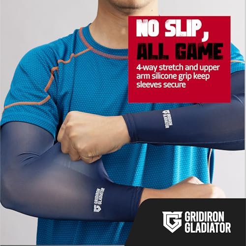 Football Compression Arm Sleeve - Lightweight UPF 50+ - Navy